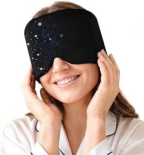 Gel-Augenmaske mit Kalt- und Warm Funktion, Wiederverwendbar, Lycra-Material für längere Kühlung & Wärme Gegen Migräne, Augenringe, Schwellungen, Stress, Schwarz