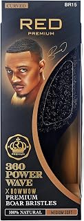 RED by KISS 360 Power Wave X Bow Wow Curved Palm Boar Brush 100% Natural Medium Soft Bristles (Club)