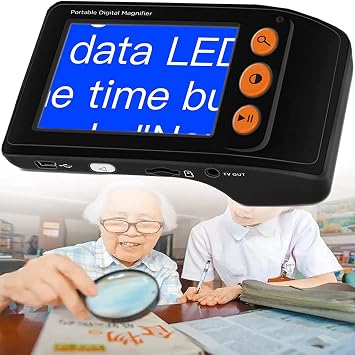 3.5 Inch Electronic Portable Video Aids Digital Magnifier Handheld Low Vision Reading Magnifier 2X-25X Zoom,AV/TV Output,for Students,The Elderly in Reading,Newspapers,White Black