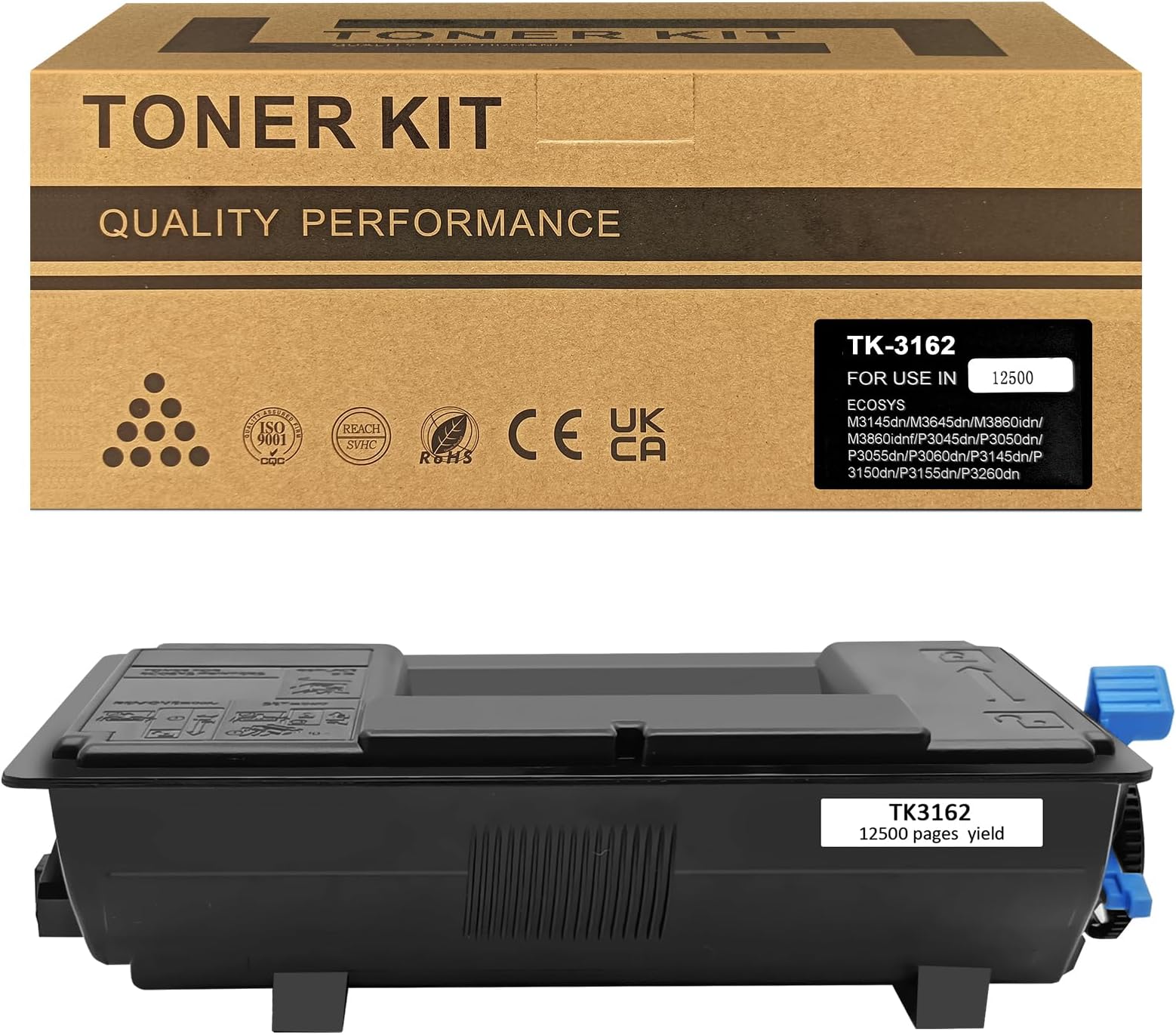 TK3162 TK-3162 TK 3162 1T02T90US0 Toner Cartridge Black Compatible for Kyocera ECOSYS P3145dn P3150dn M3145idn M3645dn M3645idn P3045dn P3050dn P3055dn P3155dn P3060dn P3260dn Printers
