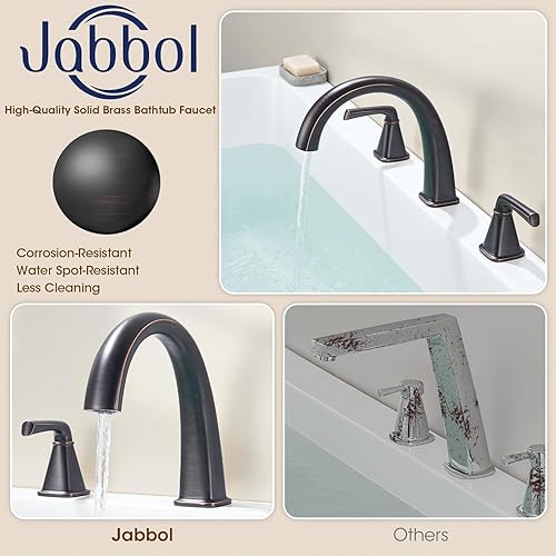 Miniatura 27 de Grifo de bañera romana de alto flujo con ducha de mano, grifo de bañera negro mate de 4 agujeros con válvula, grifos de bañera generalizados