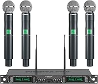 Vista 1 de Phenyx Pro Sistema de Micrófono Inalámbrico, Micrófono Inalámbrico UHF de 4 Canales, Micrófono Inalámbrico de Metal de Frecuencia Fija con 4