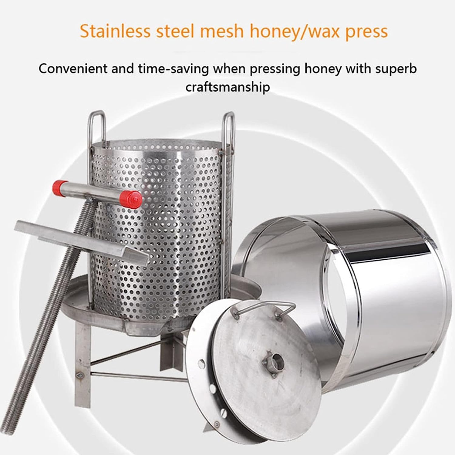 Manual Grape Citrus Press, Stainless Steel Citrus Press, Beeswax Press, Household Honey Wax Press for Wine Dyeing Cheese, Herbs and Vegetables