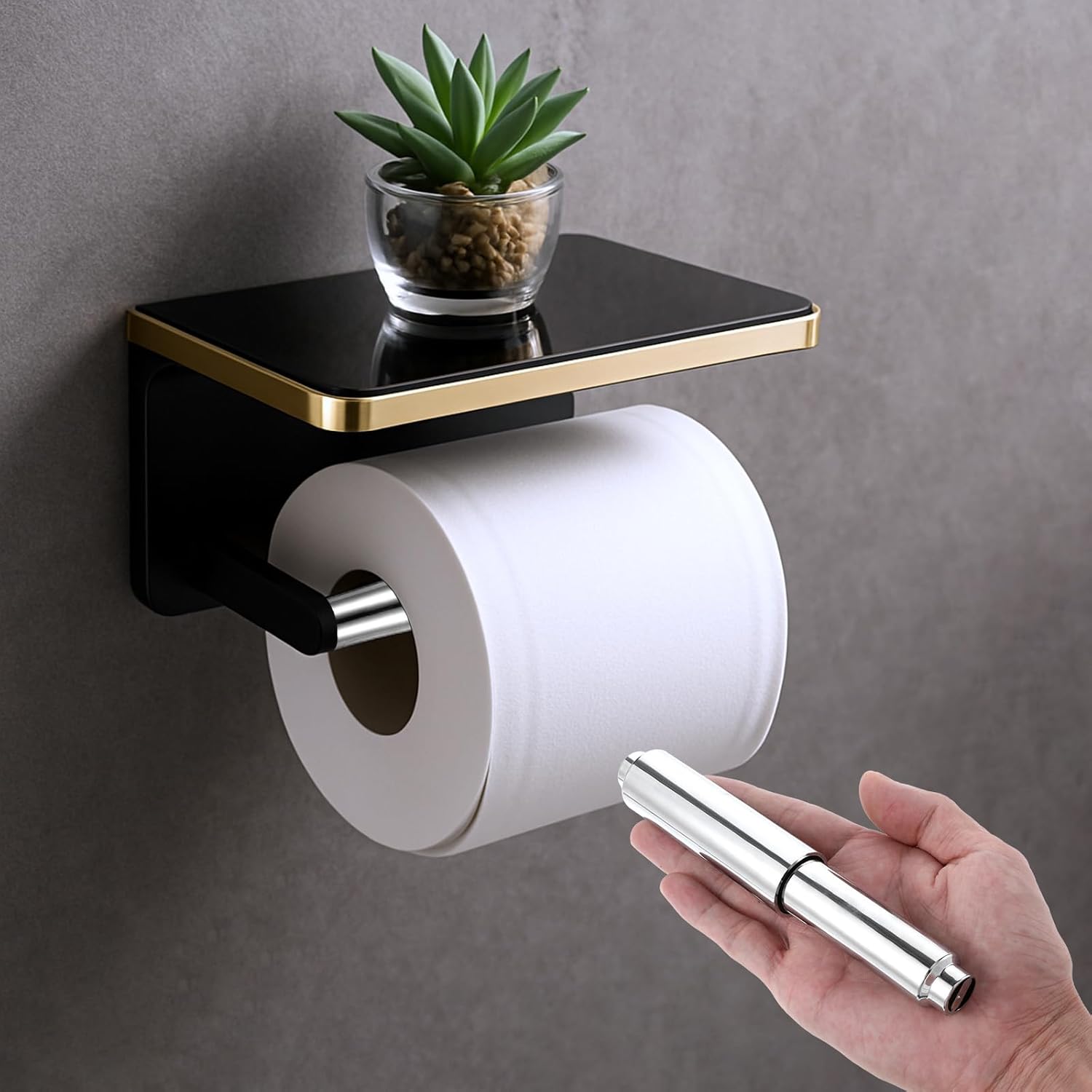 2Pcs Paper Toilet Holder Replacement Rod, Universal Stainless Steel Toilet Paper Holder Spring Loaded Toilets Papers Holders Roller Replacement (Sliver)
