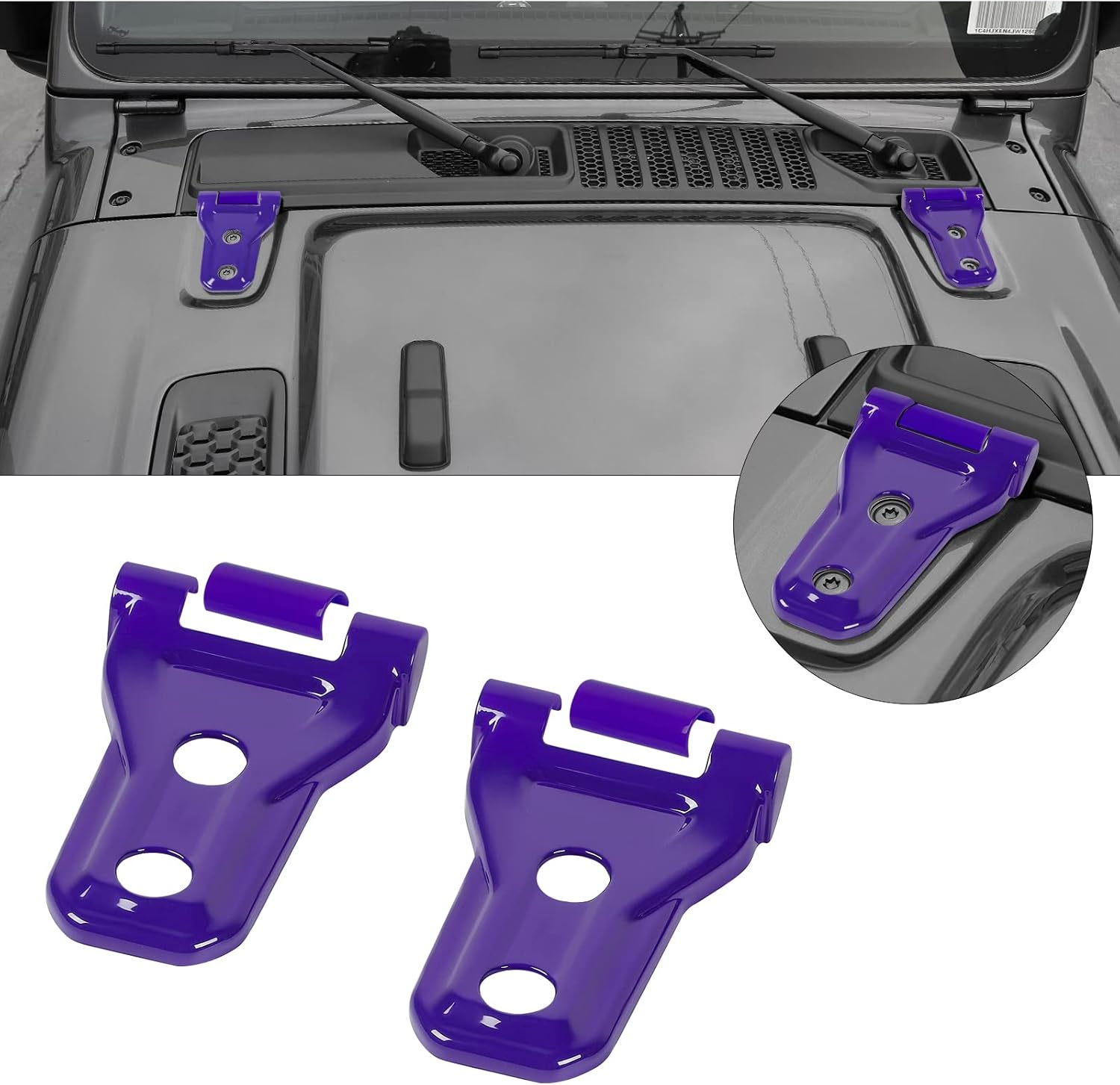 Hoolcar Engine Hood Hinge Cover Exterior Decoration Accessories for 2018-2024 2025 Jeep Wrangler JL JLU & Gladiator JT, Red