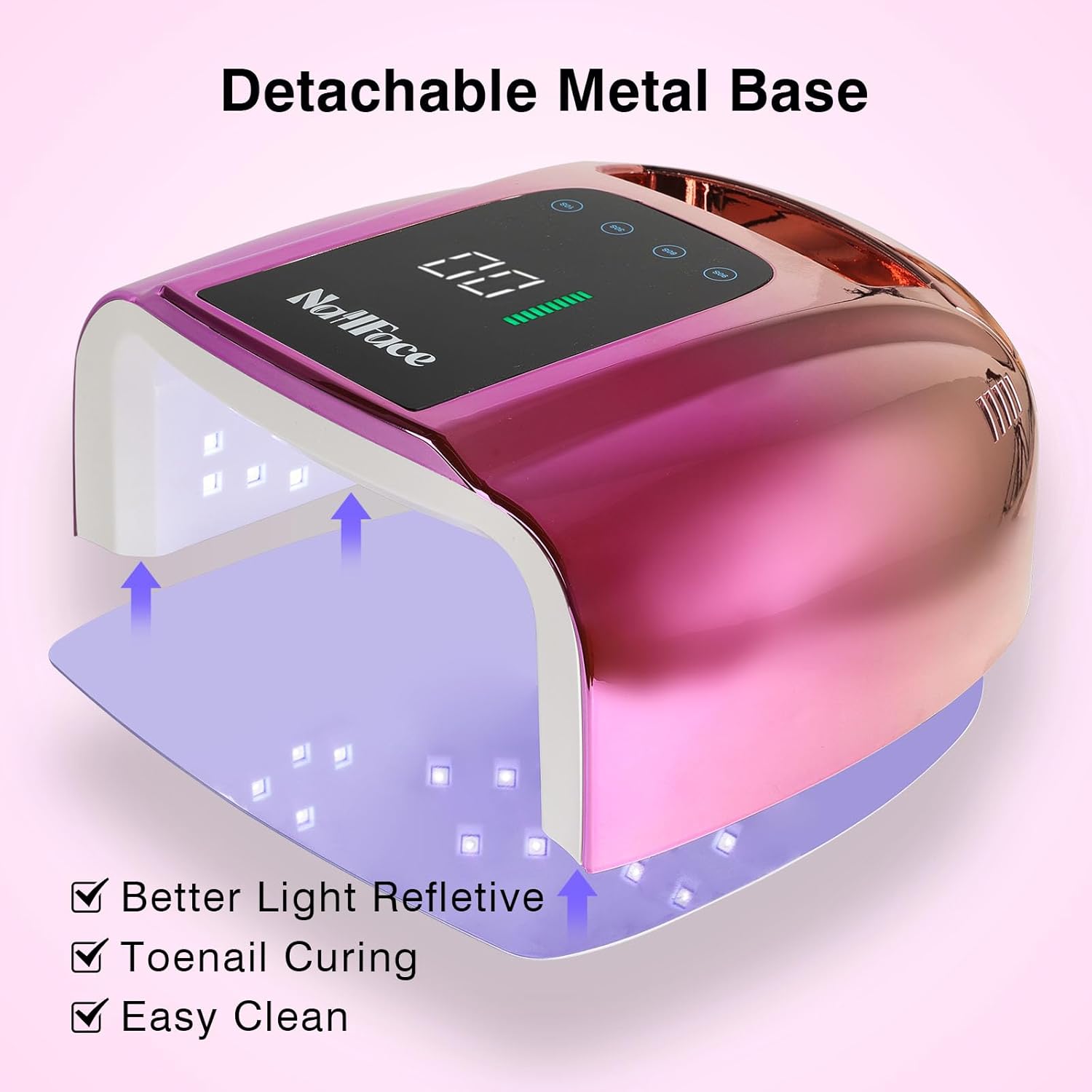 96W Rechargeable UV LED Nail Lamp UV Light for Gel Nails Cordless Gel Nail Lamp Nail Dryer with 42 Beads Smart Sensor & Metal Base