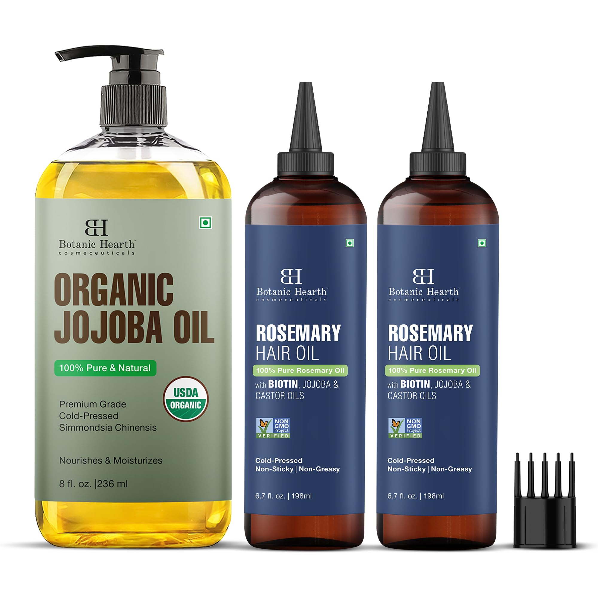 Botanic Hearth Jojoba & Rosemary Hair Oil - 8 fl oz + 6.7 fl oz Set of 2