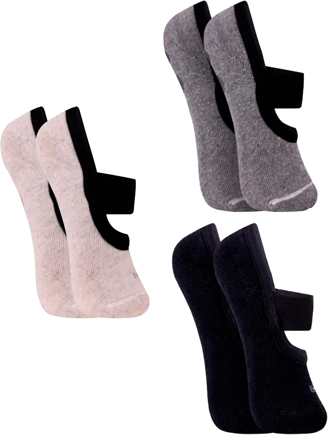 Kit 03 Pares Meia Sapatilha Antiderrapante Pilates Faixa Larga Trifil Yoga Feminino Adulto