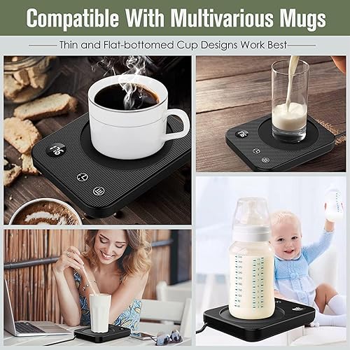 Miniatura 6 de Calentador de tazas, calentador de tazas de café con 3 ajustes de temperatura, calentador de café con temporizador de 2 a 12 horas, calentador de