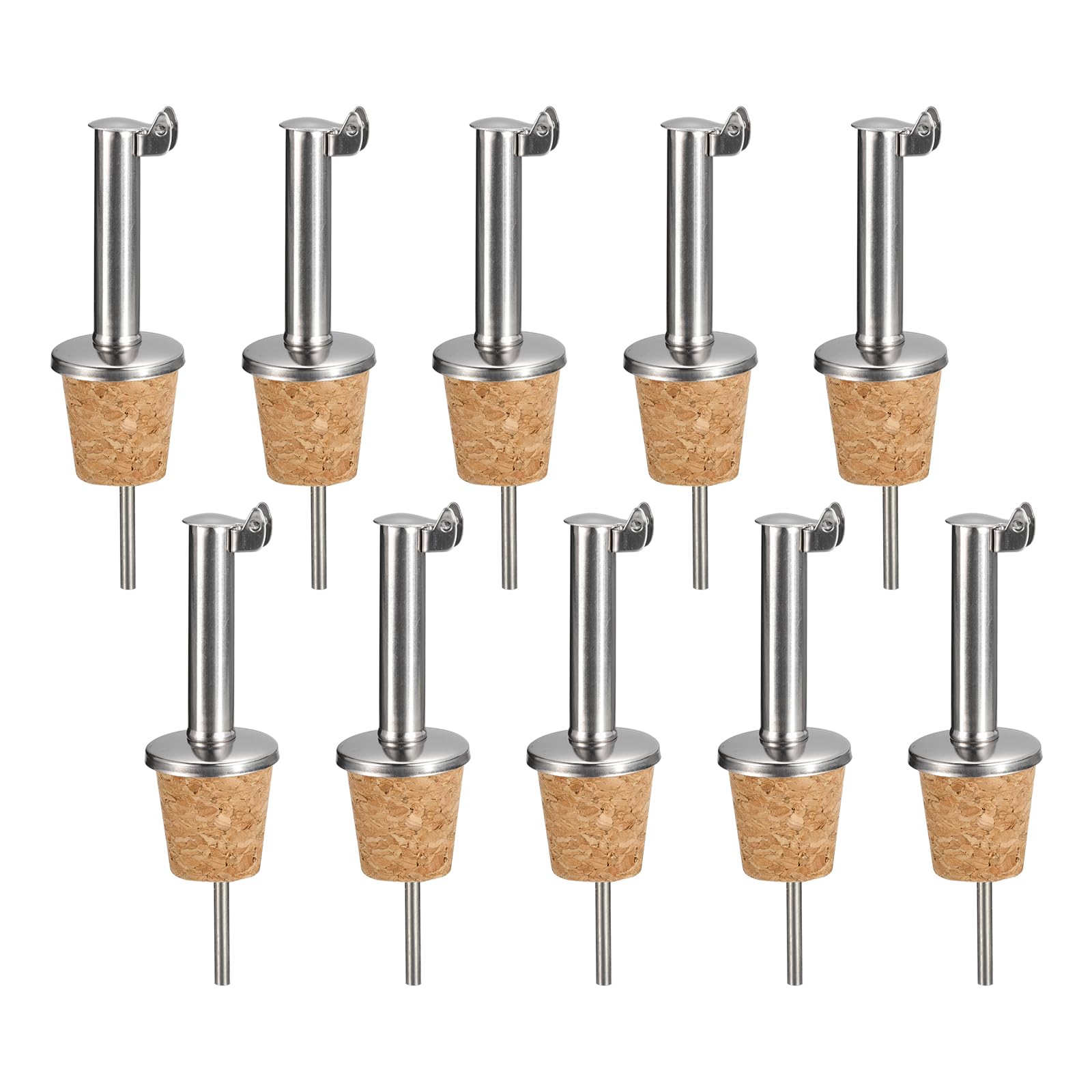 Becs verseurs en acier inoxydable uxcell (Lot de 10) avec bouchons en liège pour huile et vin