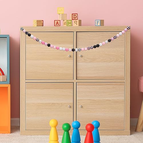 Miniatura 7 de Whaline 50 cuentas de goma de mascar mixtas de 0.78 pulgadas, 16 estilos, cuentas espaciadoras rosas y negras, juego de cuentas gruesas de punto a