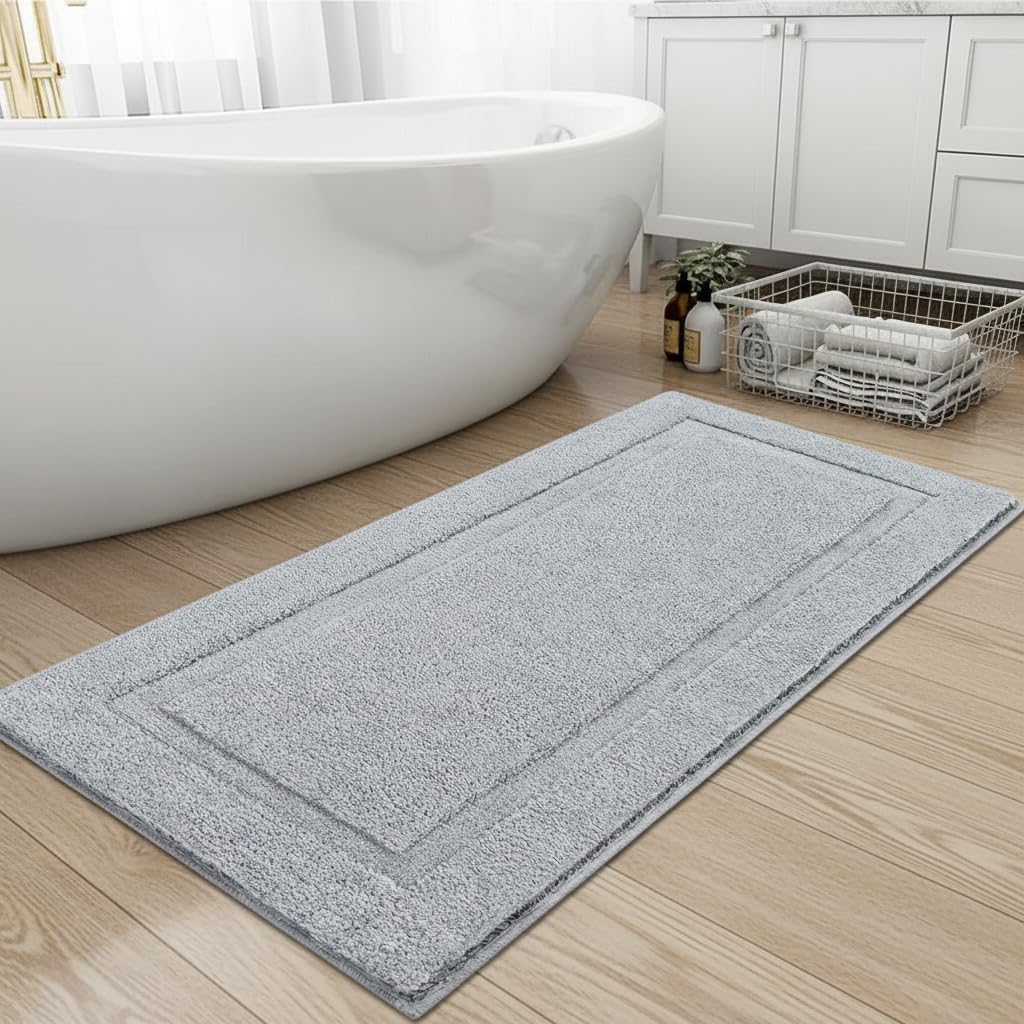 SHACOS Super Soft Bathroom Rugs 24"x60" Long Bath Mats Runner Non Slip Washable Absorbent Bath Rugs Carpets for Bathroom Floor Tub Shower Vanity Sink Home Decor Accessories, Grey 2'x5'
