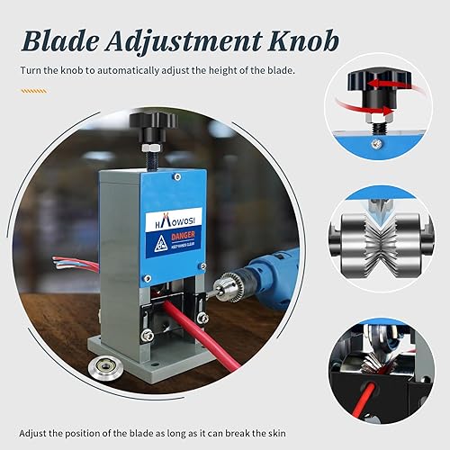 Miniatura 4 de Máquina pelacables manual y accionada por taladro 0.06 "-0.98", Máquina peladora de cables Hoja de acero de resorte de 65 MN, herramienta