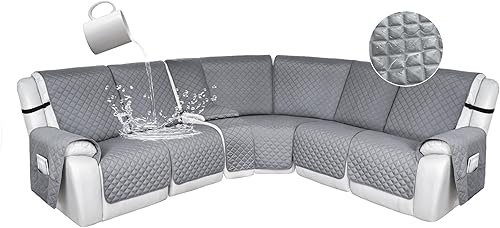 Miniatura 33 de HDCAXKJ 100% Fundas impermeables para sofá seccional reclinable en forma de L, funda de sofá reclinable acolchada lavable, fundas de esquina para