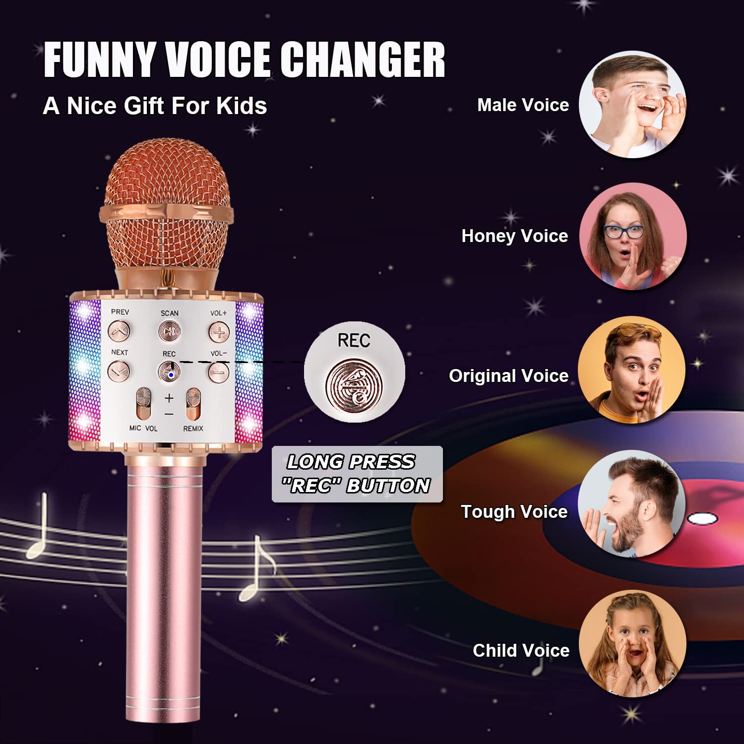 KANBUN Microfono Karaoke Wireless per Bambini, Portatile Portatile 5 in 1 Karaoke Altoparlanti per Altoparlanti Regalo di Compleanno per Bambini per Adulti