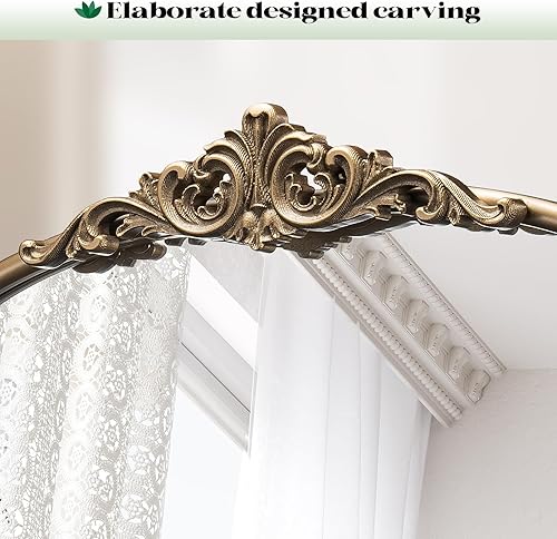 Miniatura 4 de Espejo de oro antiguo arqueado, espejo vintage barroco tradicional de 24 x 36 pulgadas, espejo de latón de arco adornado para sobre fregadero,