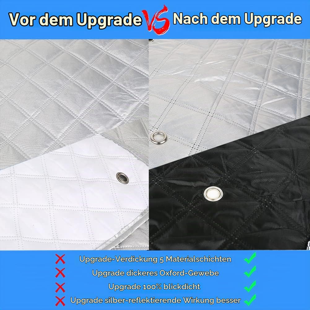Sonnenschutz Auto Frontscheibe Ersatz für Ford Transit Van MK8 2014-2026 | 3PCS Thermomatte Verdunkelung Windschutzscheiben Schutz Set Internes Thermisches Jalousie Fenster Set mit Aufbewahrungsbeutel