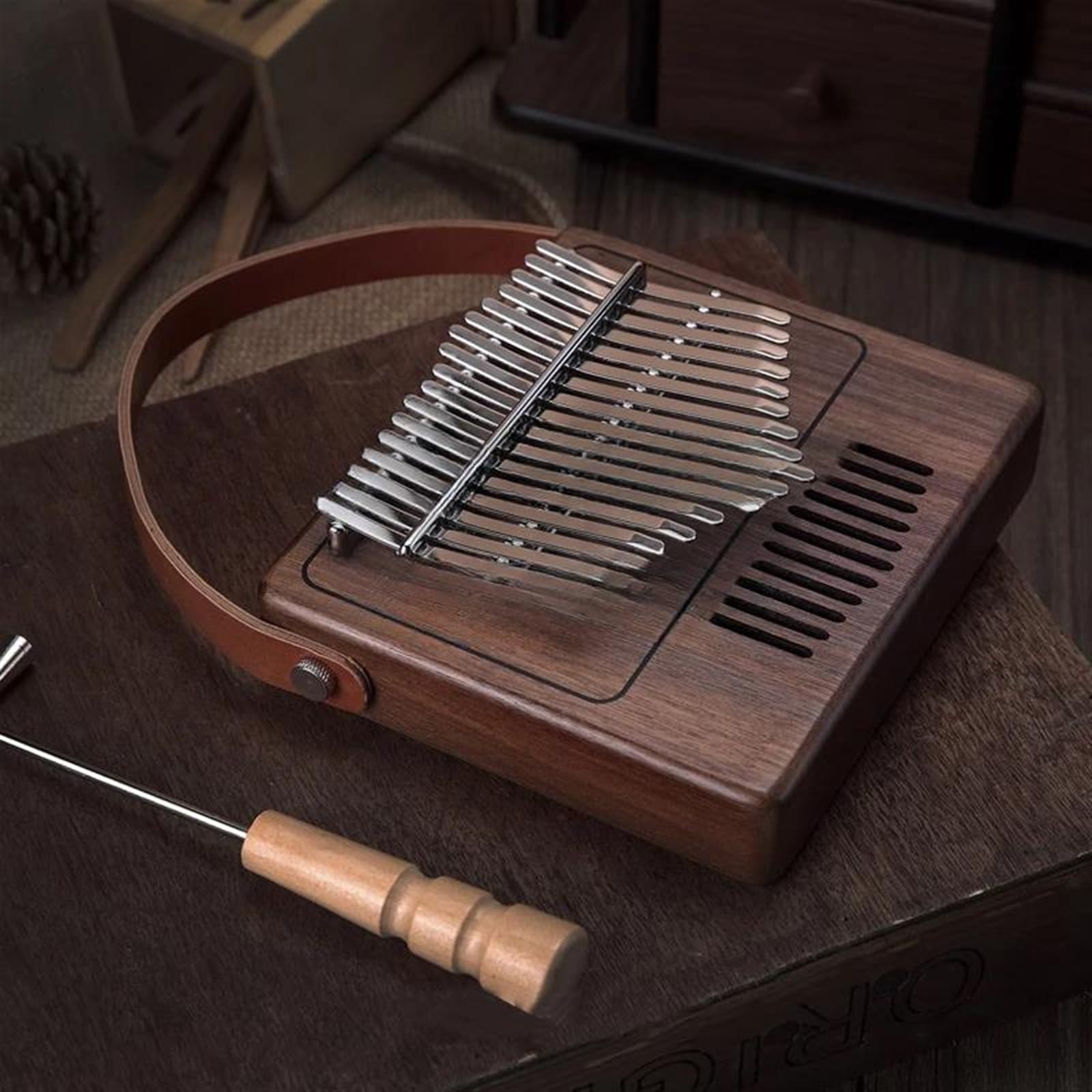 Kalimba Instrumento Kalimba Profesional De 17 Teclas Madera Accesorios Para Kalimba Eléctrica Instrumento Musical Raro Sintetizador Xilófono(A)