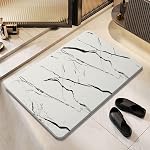 Stone Mat de bain, tapis de douche de terre diatomées, (23.6" x 15.4") Mat de bain à séchage rapide antidérapant Super Absorbent, design moderne naturel et élégant, facile à nettoyer, motif en marbre (gris clair)