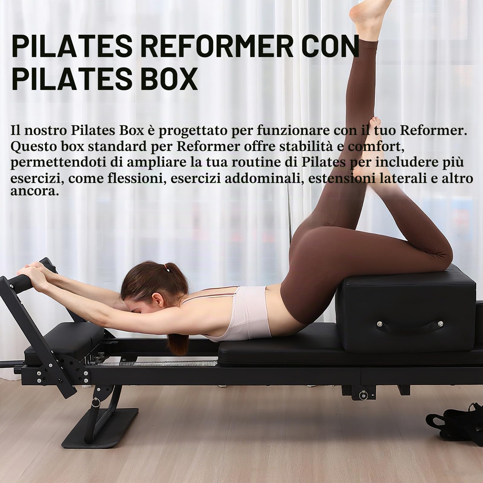 Pilates Reformer per Casa, Attrezzatura per Macchina da Pilates con Jump Board e Dual Resistance, 4 Molle e 5 Corde per Allenamento di Forza Attrezzatura,A