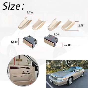 2Pcs Front Armrest Lid Latch and 4Pcs Door Pull Strap End Cap