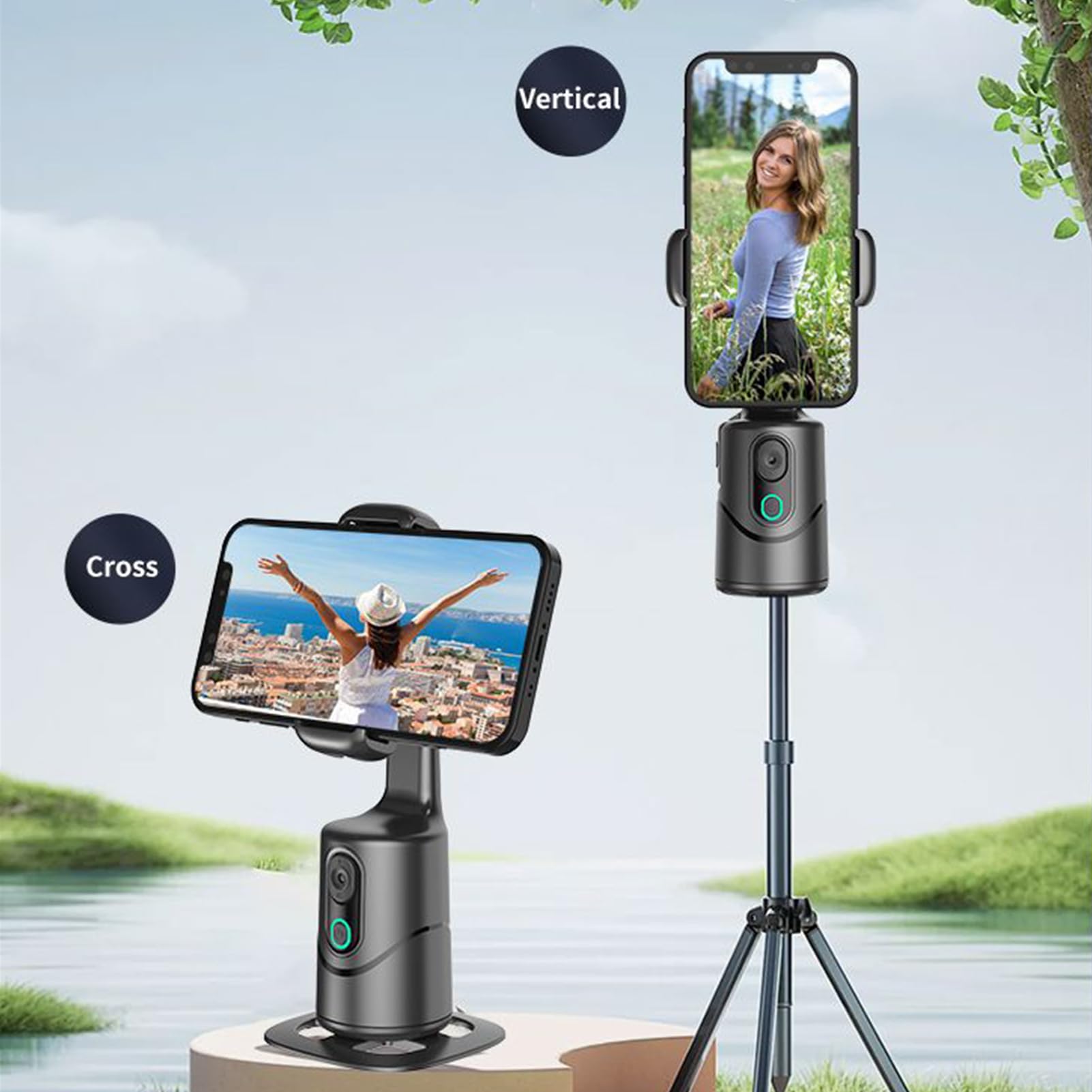 Gimbal Smartphone Videoregistrazione Rotazione 360° E Tracciamento AI A 3 | Gimbal Cellulare Riconoscimento Facciale Lunga Autonomia Per Vlogger, Streamer Live, Viaggi, Eventi Sportivi