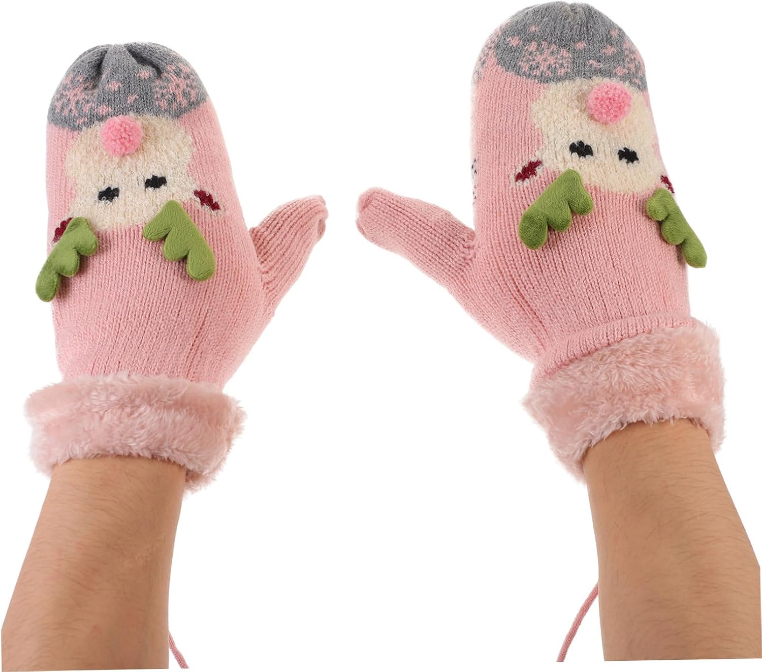 Didiseaon 1pair Warm Boys and Girls Gloves Adorable Outdoor Cycling Gloves for Plush Neck Hanging Design Christmas for Christmas Tree Double