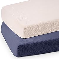 Vista 24 de Sábanas de muselina para cuna lulumoon - Sábanas ajustadas de algodón para cuna para niños y niñas, neutras, paquete de 2