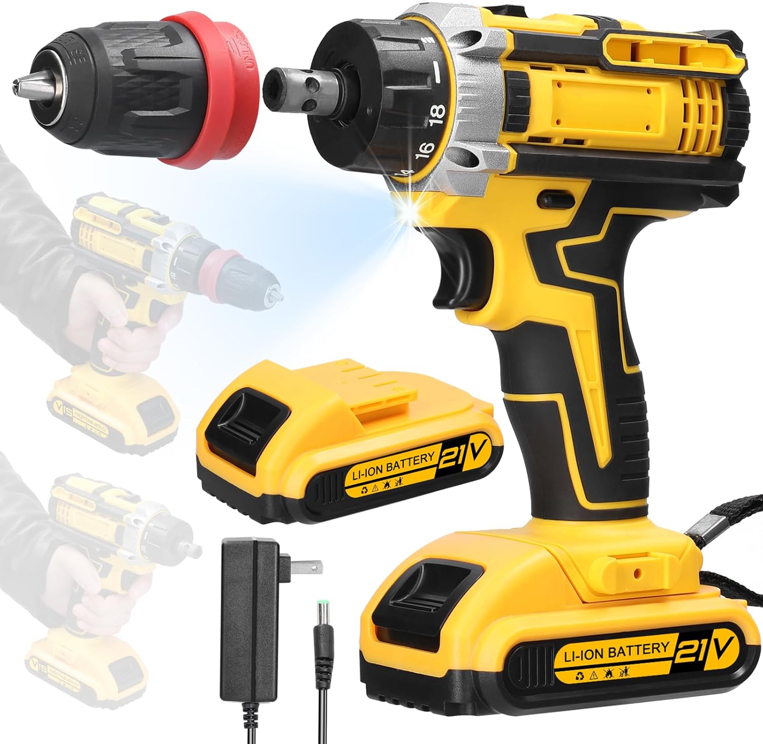 Taladro Atornillador Inalámbrico 2 en 1 HURRISE 21V con 2 Baterías