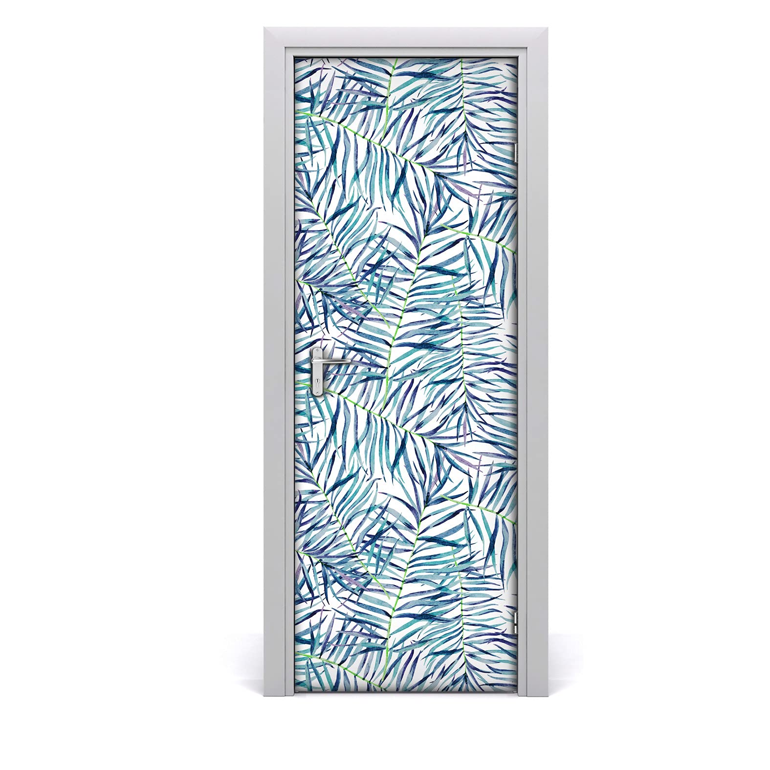 Vinilo para puerta de 70x200 cm Coloray autoadhesivo e impermeable con diseño de hojas largas