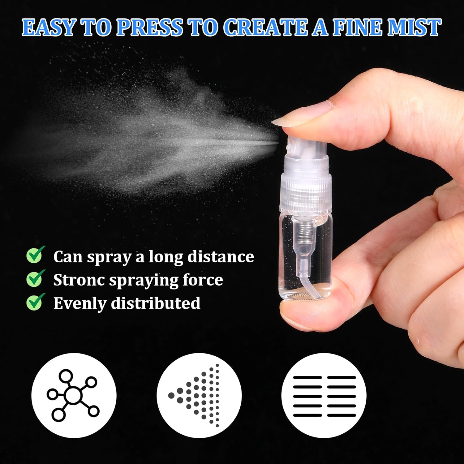 200 Pcs Mini Spray Bottles, 2ML Clear Plastic Empty Sample Containers, Refillable Perfume Bottles, Fine Mist Spray Empty Fragrance Cosmetics Atomizer for Cleaning, Essential Oils