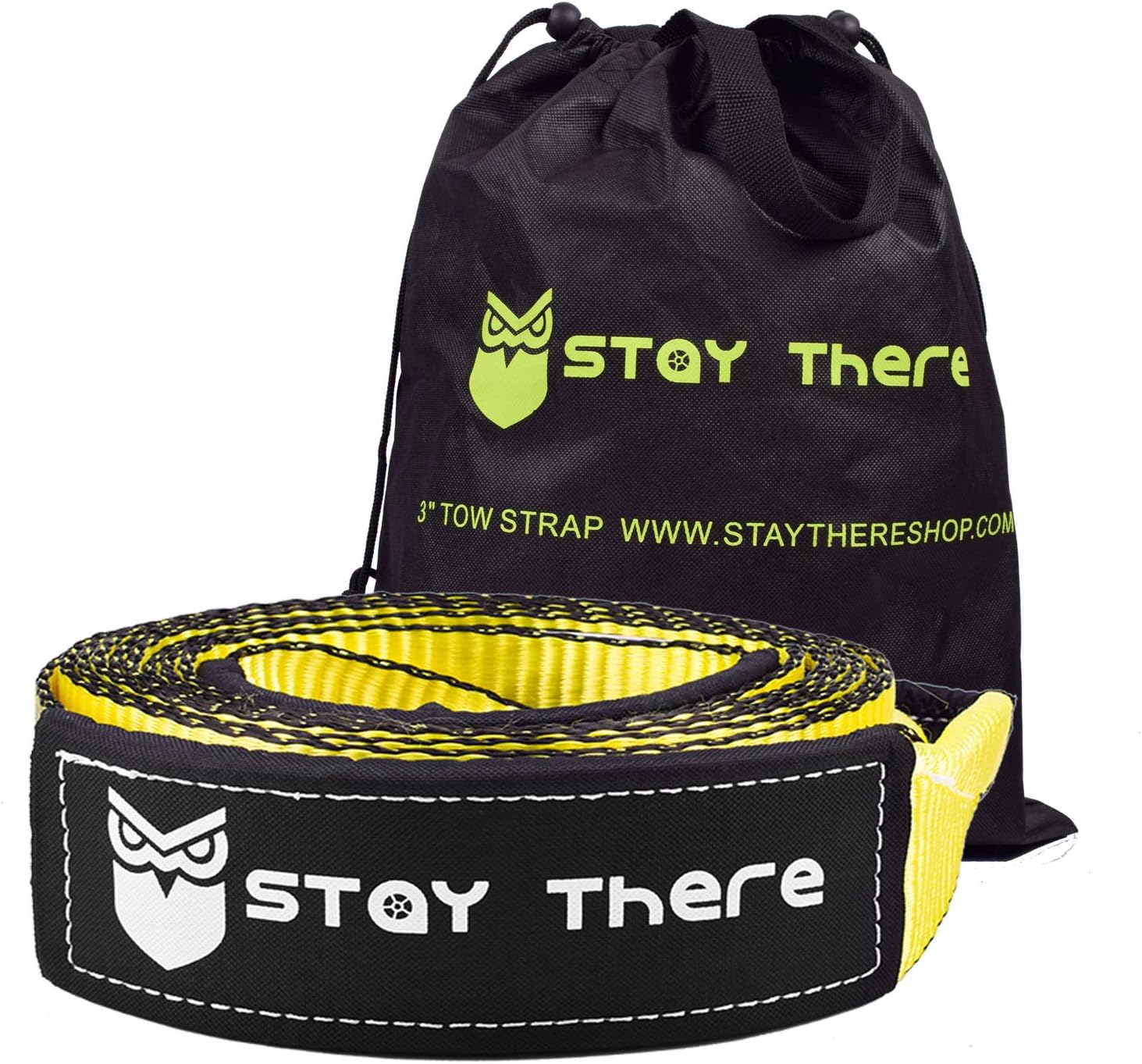 Stay There 3'' x 20ft Tow Recovery Strap, Lab Tested 30000lb Break Strength with Reinforced Loops Built for Off-Roading, mud, Snow and Other Emergency Towing : Automotive