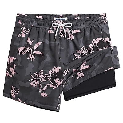 maamgic Mens Swim Trunks with Compression Liner 5 Inch, Quick Dry Bathing Suit with Zipper Pockets, No-Chafing Swim Shorts