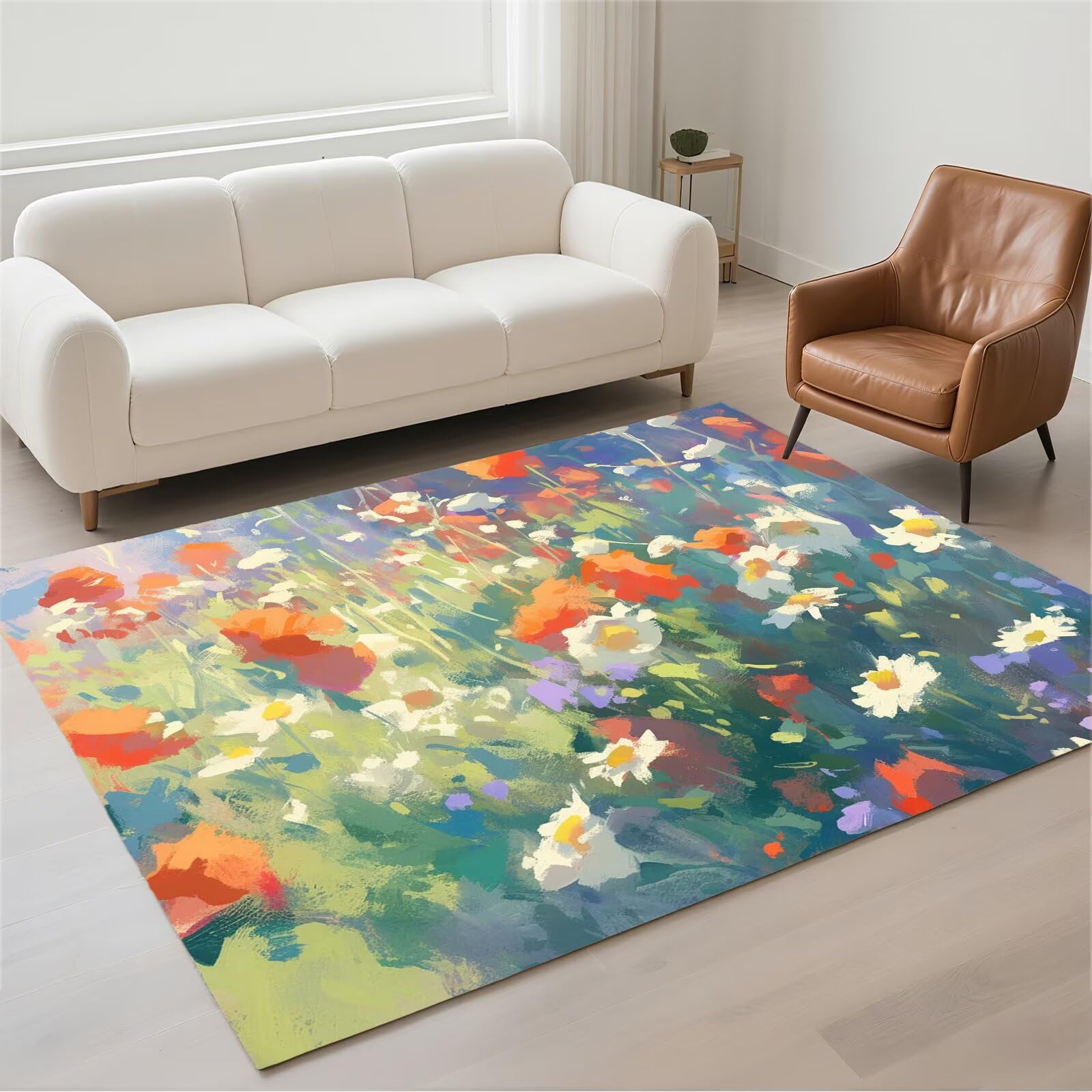 Tapis salon 70x140cm lavable et antidérapant Garden pour couloir et bureau