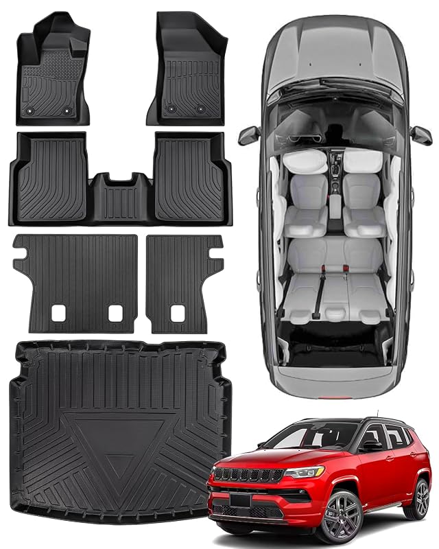 Kit de Tapetes Automotivos em TPE para Jeep Compass 2017 a 2026, com Porta-Malas e Encostos, 6 Peças Papimats