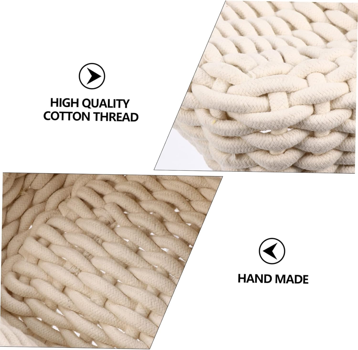 Zerodeko Cotton Storage Basket Bin Handle for Nursery Boys and Girls Toys Food Decorative Wall Decor for Apartment Decor