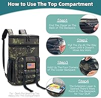 Vista 6 de Mochila enfriadora expandible, mochila térmica suave con aislamiento térmico de doble cubierta, mochila impermeable para hombres y adultos, camping