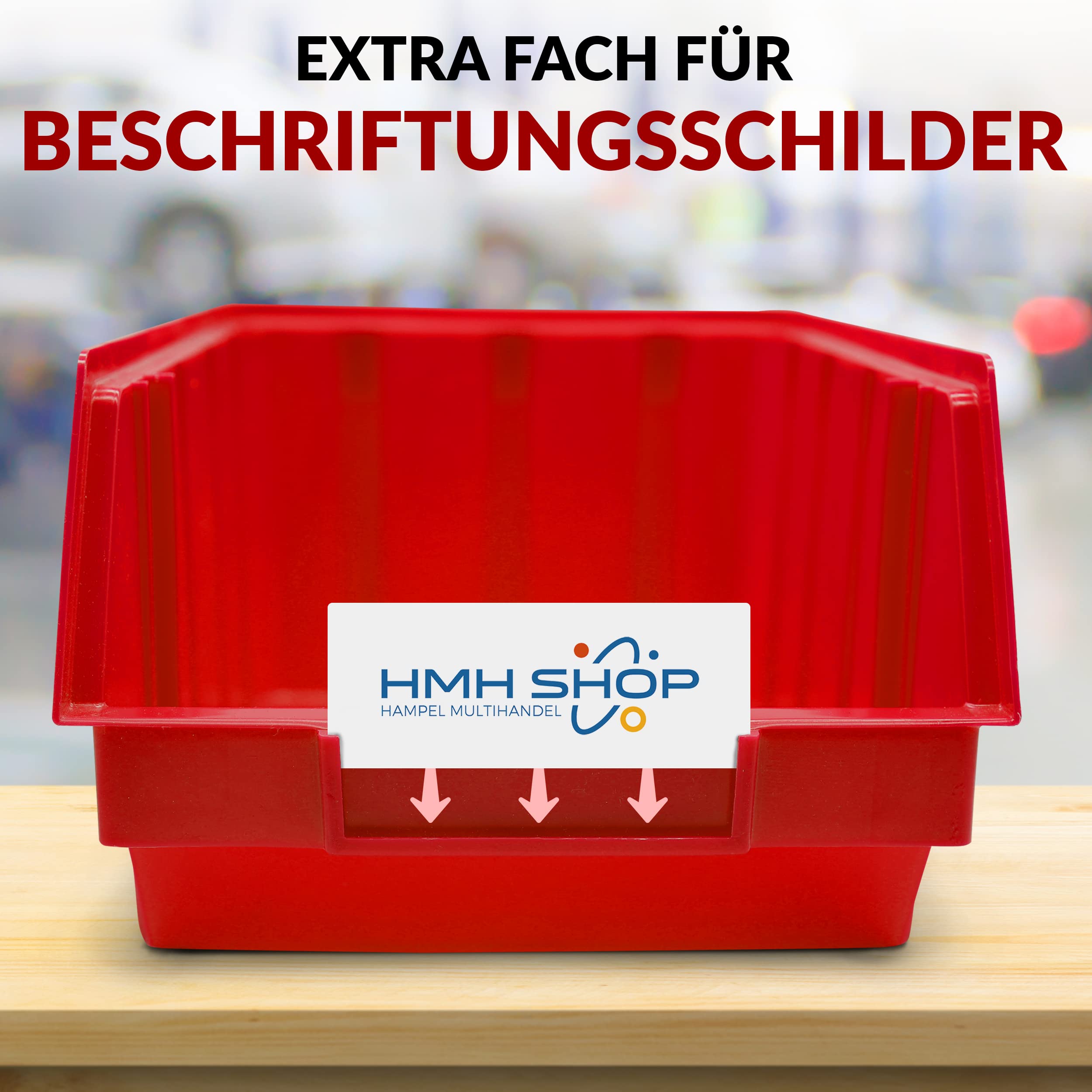 HMH 80x Stapelboxen Rot Größe 2 für Werkstatt Garage Sichtlagerboxen (LxBxH) 175x103x76mm Lagerboxen rote Sichtlagerkästen zur Kleinteile Aufbewahrung Stapelbox PP