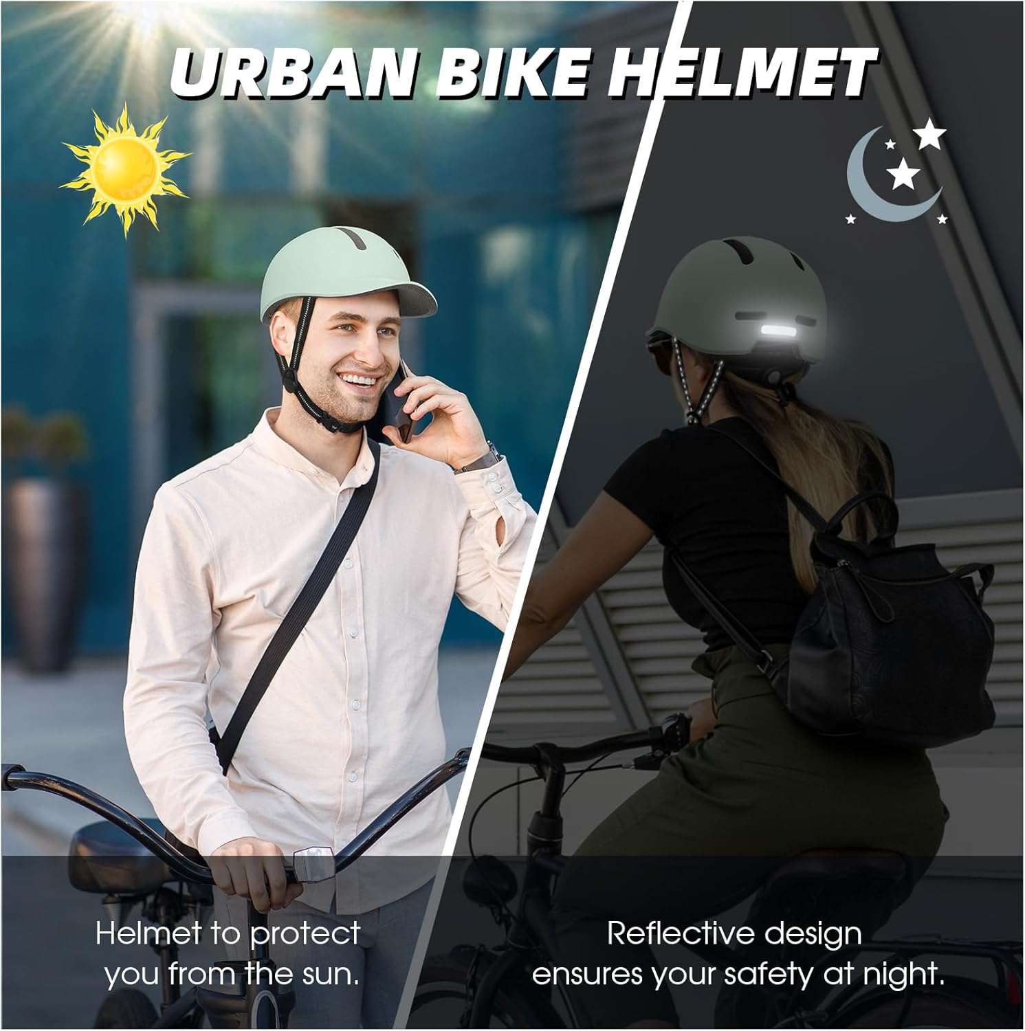 Shinmax Adult Bike Helmet for Men & Women - Lightweight Adjustable Baseball Cap Style Cycling Helmet with Reflective Strip, Perfect for Urban Commuter & Road Biking