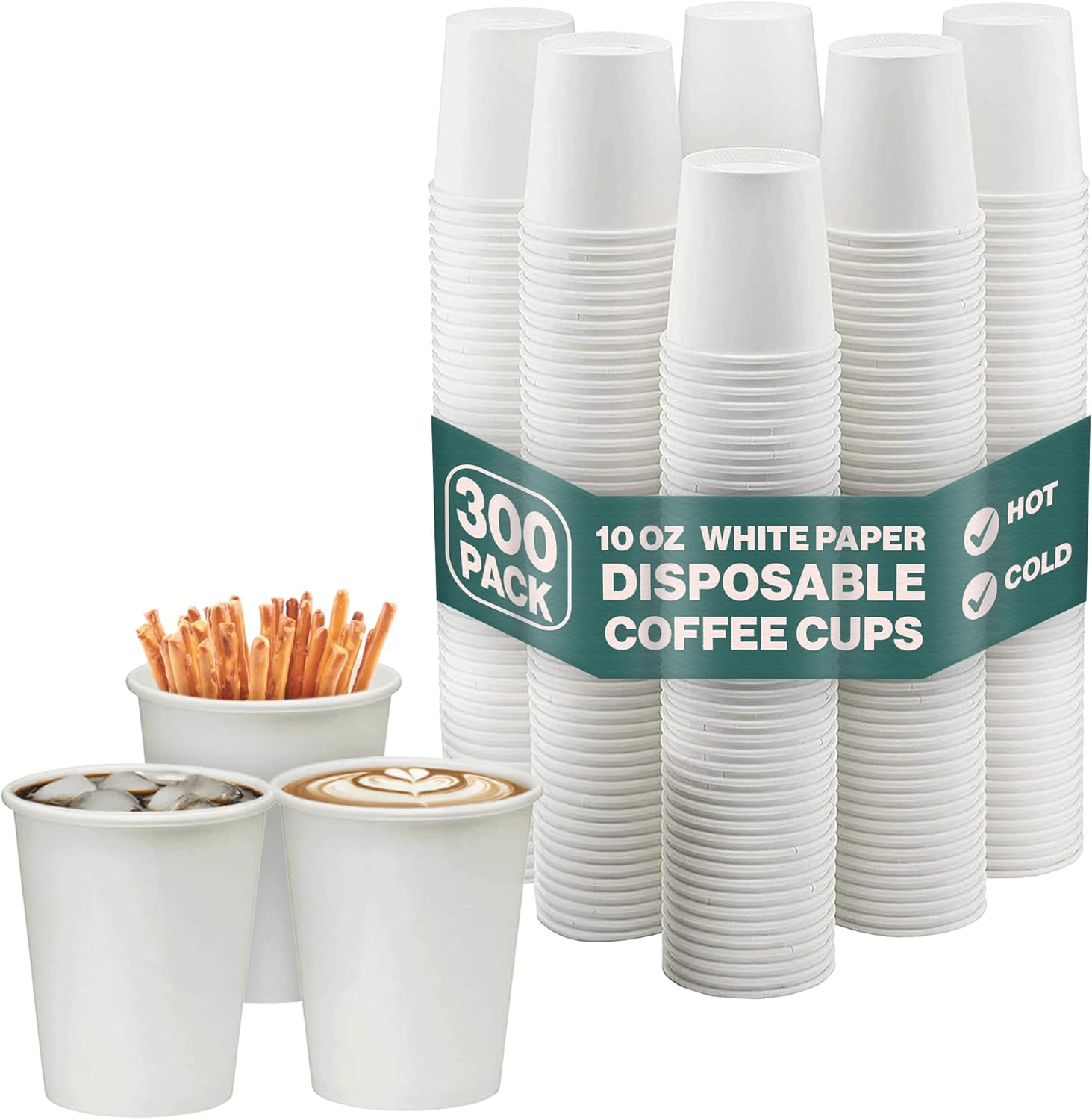 NYHI 200 Pack 12 oz White Paper Disposable Cups Hot Cold Beverage Drinking Cup for Water, Juice Coffee or Tea Ideal for Water Coolers Party or Coffee On the Go