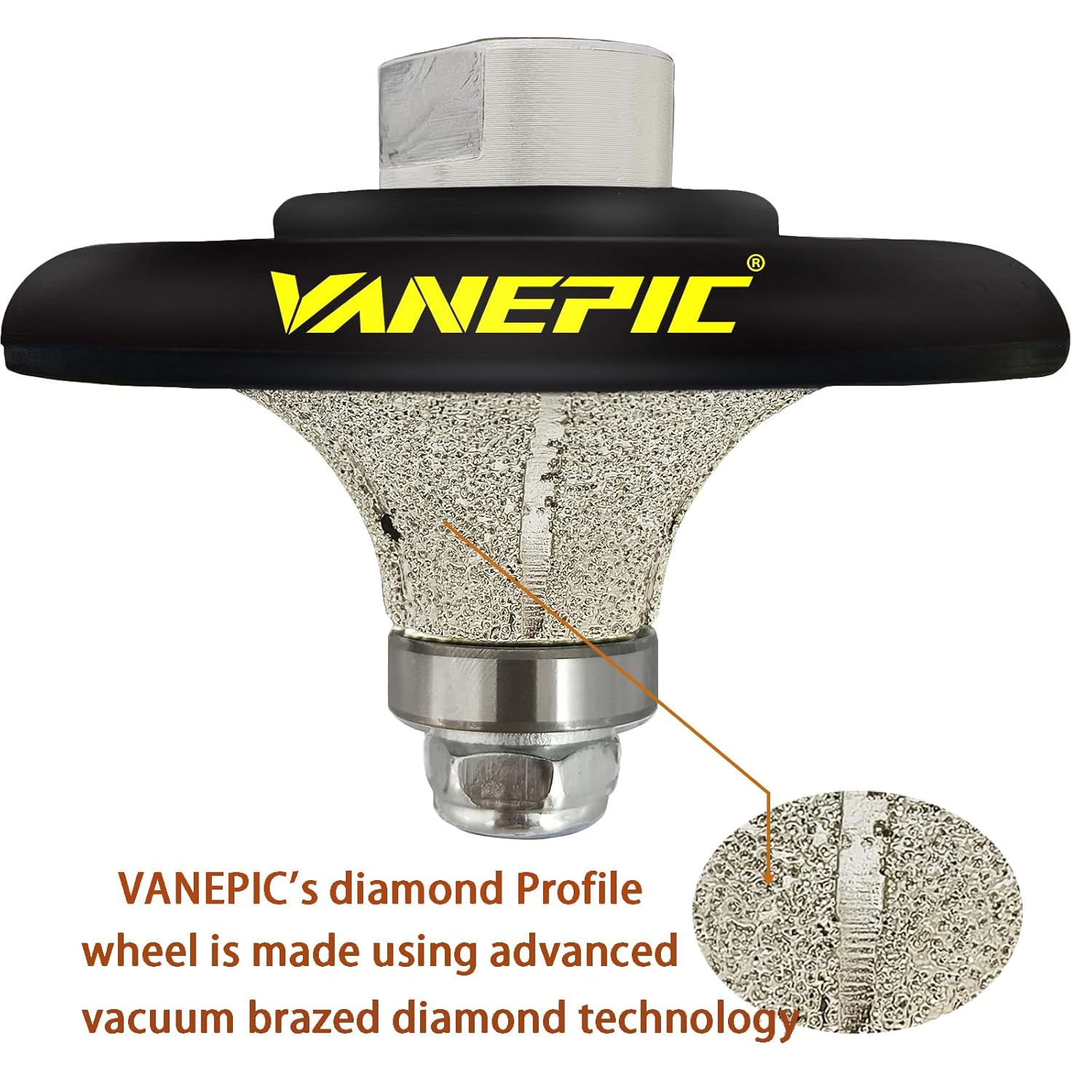 1 inch B25 Diamond Demi bullnose Half Bullnose Profile Wheel Diamond Hand Profiler Router bit with 5/8-11 Thread for Grinder Polisher Granite Marble Concrete and Countertop Edge