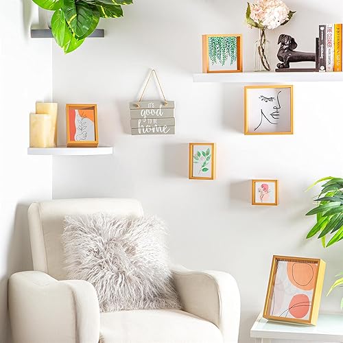 Miniatura 7 de Nicola Spring Marco de fotos 3D con forma de caja profunda, para colgar de pie, para manualidades, 8.0 x 8.0in, madera clara