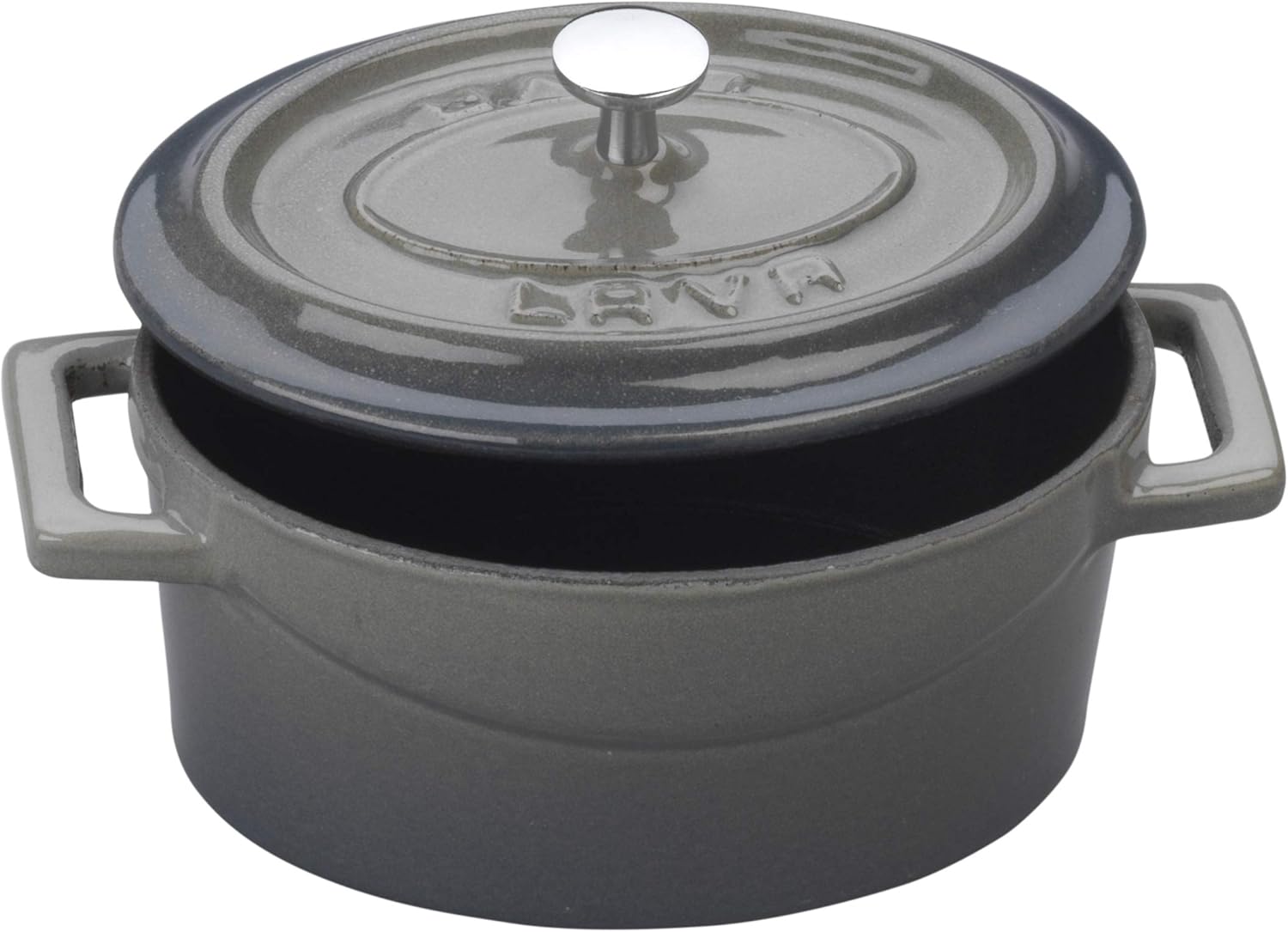 Enameled Cast Iron Oval Casserole w/Lid & Handles 14.25