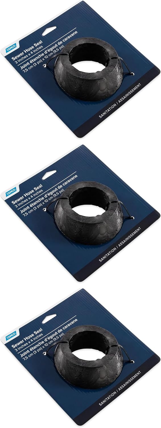 Camco 4" x 3" Sewer Hose Seal | Connects Directly on RV Sewer Hose for an Odor Proof Connection to Dump Station | Black (39313)
