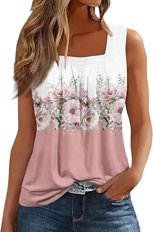 Spring Summer Plus Size Dressy Tank Tops for Women 2025 Womens Workout Floral Boho Beach Sleeveless Shirts Blouses
