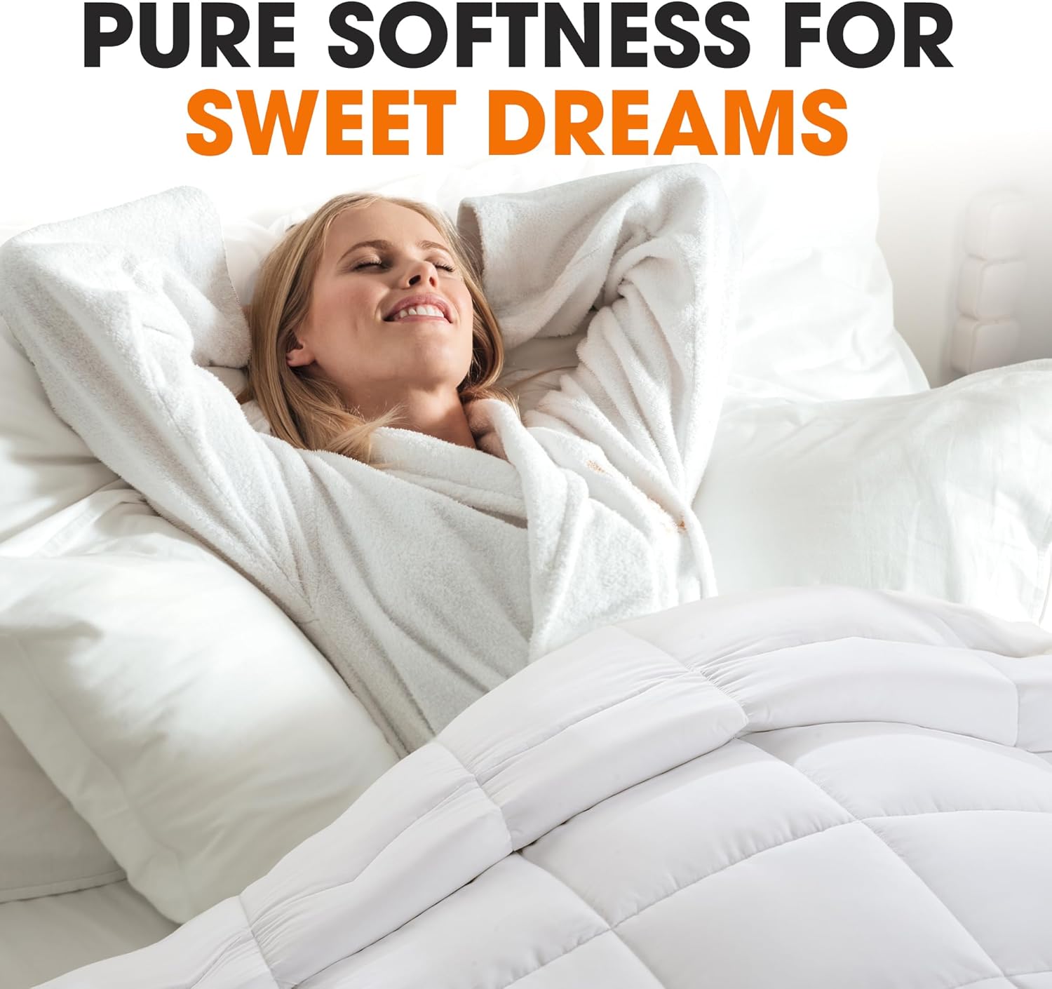 Cheer Collection Down Alternative Comforter - Ultra-Soft & Cozy Twin Size Duvet Insert, Lightweight Down Comforter for All-Season Warmth, Plush Bedding Twin Comforter, White