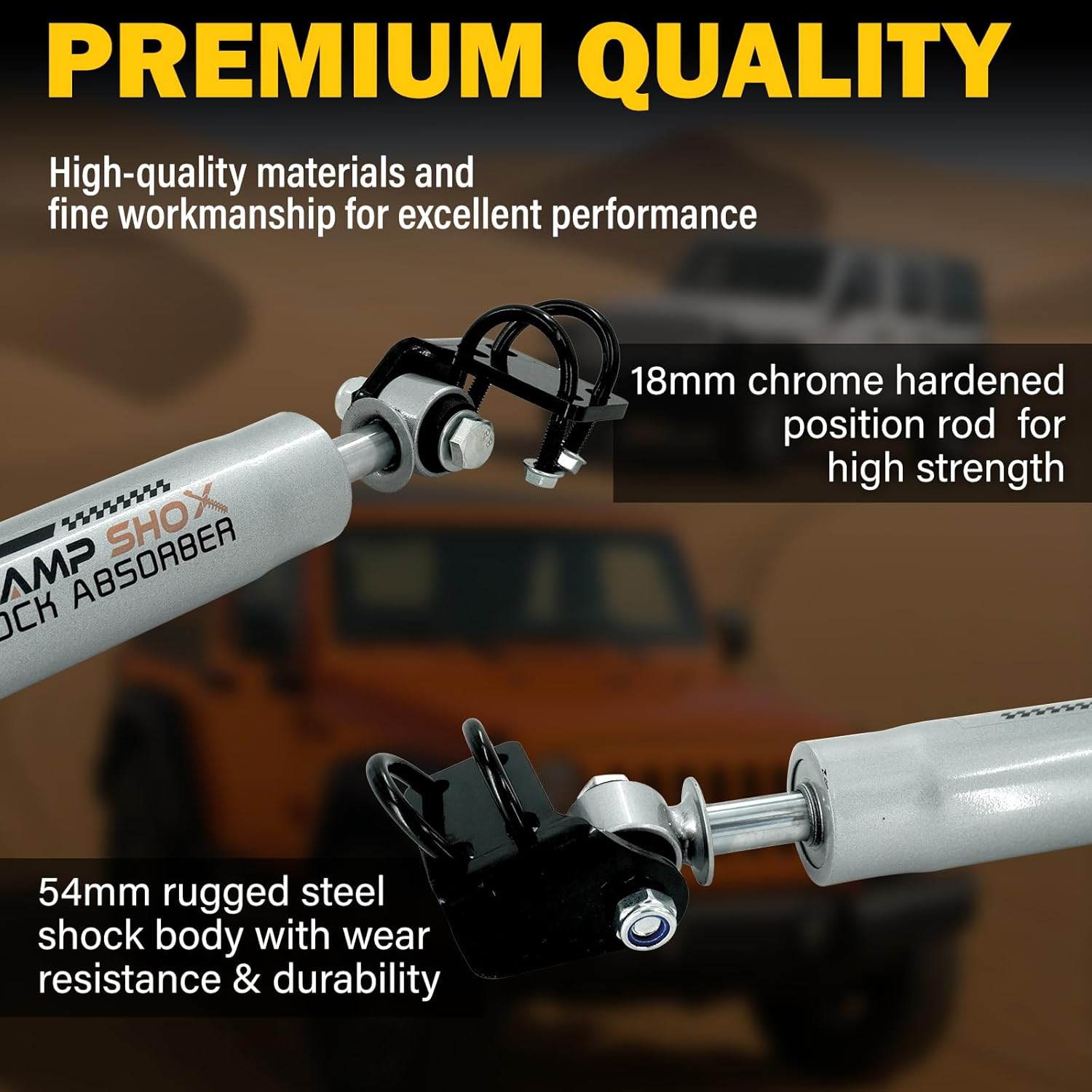 N3 Dual Steering Stabilizer for Jeep Wrangler JL 2018-2024, for Jeep Gladiator JT 2020-2024 with 2.5" of Lift or Higher, Replacement Part for 87304