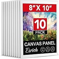 ESRICH 10 Pack 8x10 Primed Canvas Boards - Acid-Free Cotton Panels for Acrylic, Oil, Watercolor & Gouache Painting