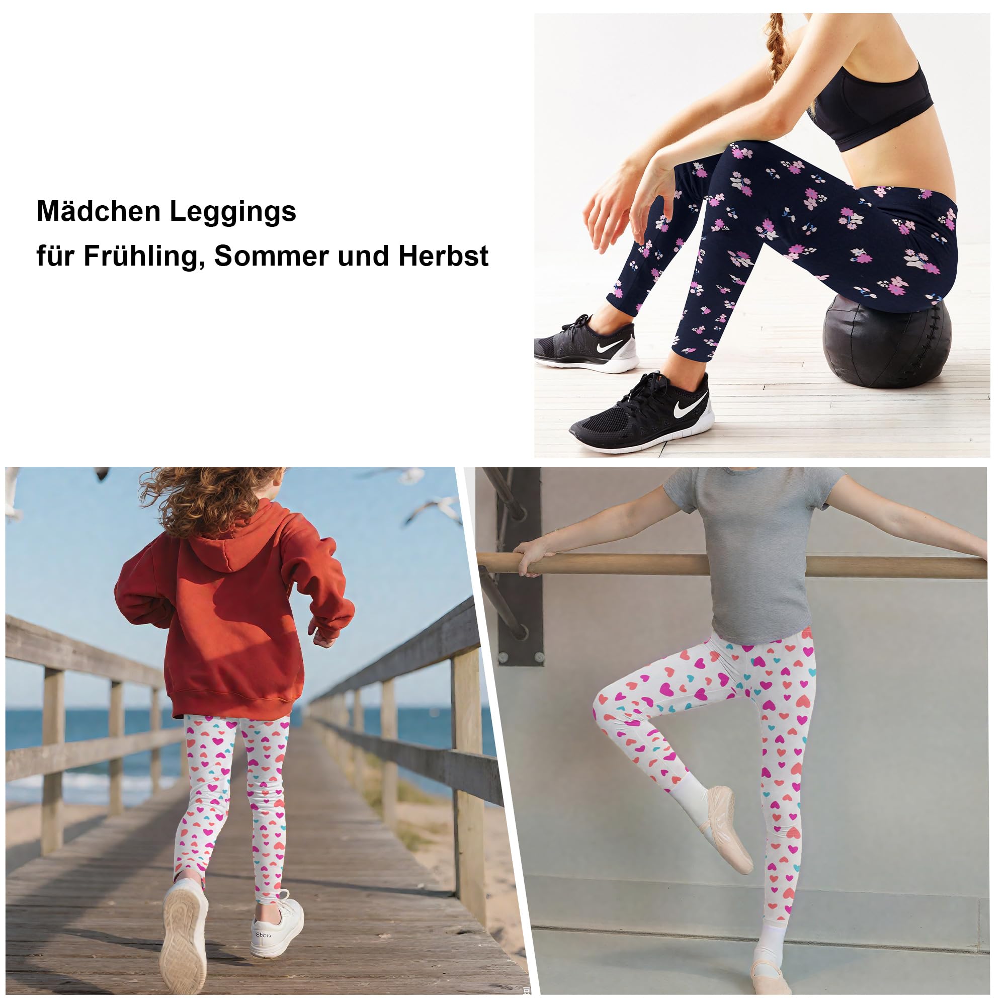 LiKing Leggings Coton Sport Longs Elastique Pantalons Enfant Gymnastique Fitness avec Imprimé Mignon Stretch 2/3er Pack 4539