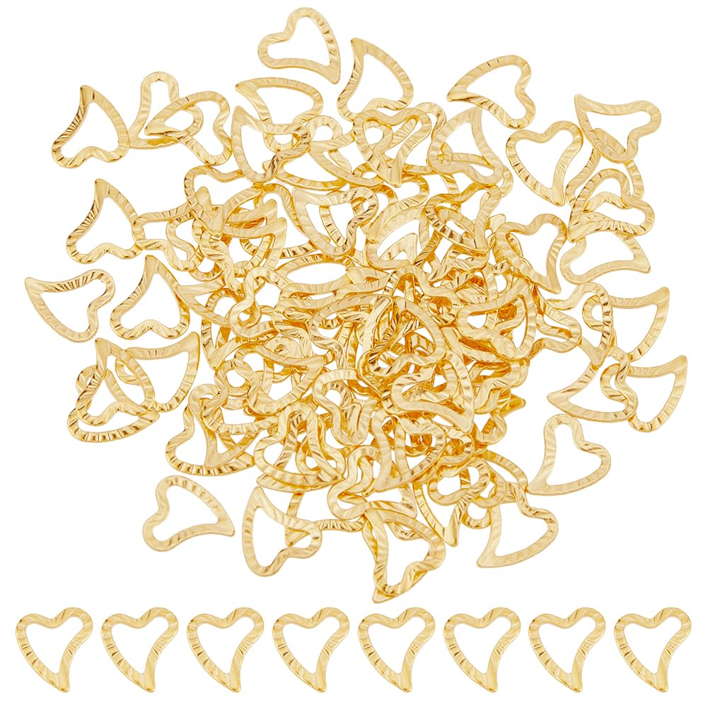 DICOSMETIC 100Pcs Heart Link Rings Stainless Steel Linking Rings Love Link Charms Heart Frame Charms Open Bezel Charms for DIY Jewelry Making, 7x8mm